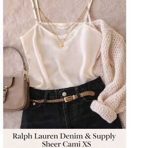 Ralph Lauren Denim & Supply Sheer XS Ivory Chiffon Tank Minimal Layering Y2K
